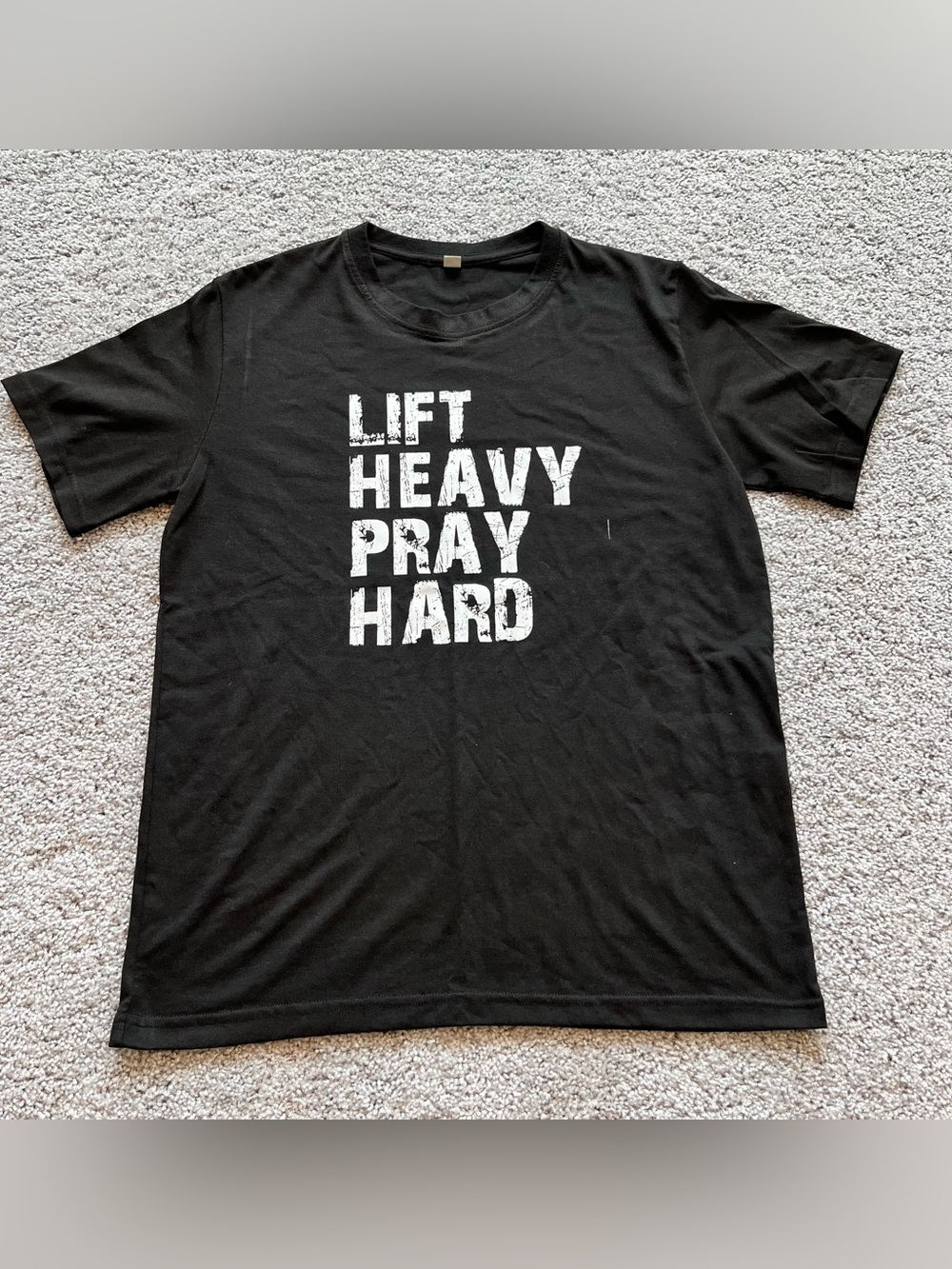 NWOT Men's Black Graphic Tee - Lift Heavy Pray Hard